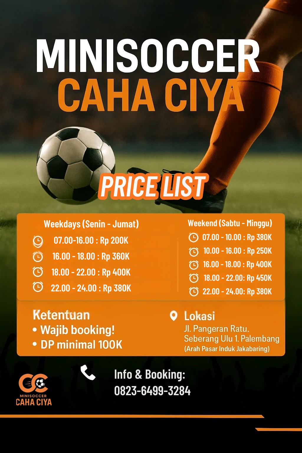 Jadwal dan Harga Sewa Lapangan Minisoccer Cahaciya